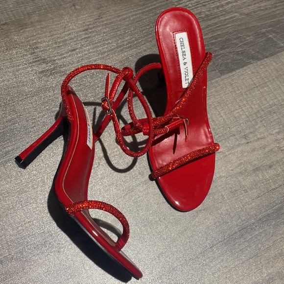 Red rhinestone Dorothy sandal heel - Picture 3 of 4